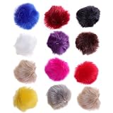 ULTNICE 12 x Kunstfell-Pom-Poms, für Bastelprojekte, flauschige Kugeln zum Stricken von Hüten, Schals, Taschen und Anhängern