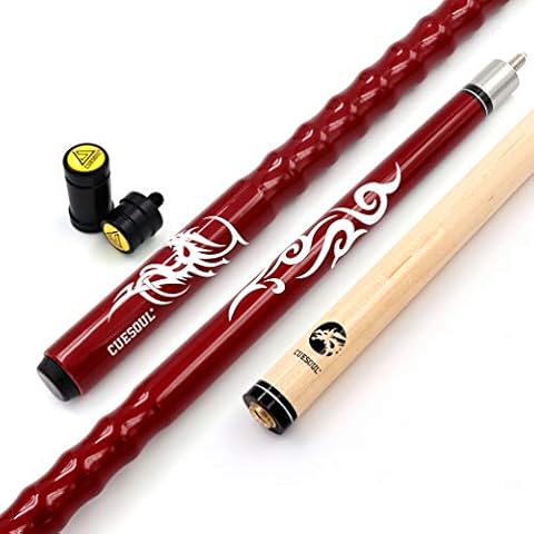 CUESOUL 58" Billardqueues 21oz Pool Queue Personalisiert Ahorn Pool Cue Stick 13mm Tips Very Nice Grip with Joint Protector/Shaft(CSPC-HL101) Cover