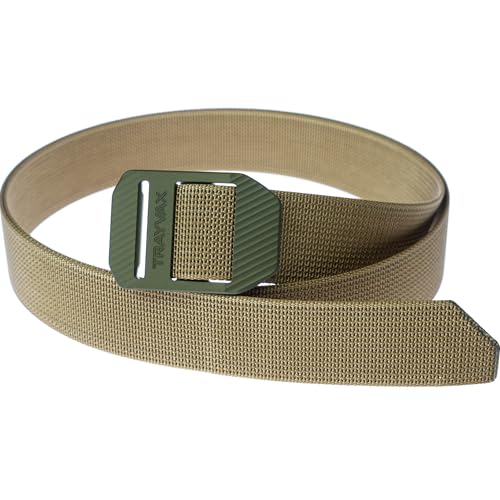 Image of Trayvax Tactical Belt, Nylon Web Cinch Belt for Men and Women, Outdoor Hiking and Military Accessories, CNC Machined