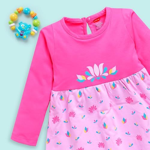 Image of LuvLap Baby Girls 100% Cotton Full Sleeve Girl Frock Pack of 3