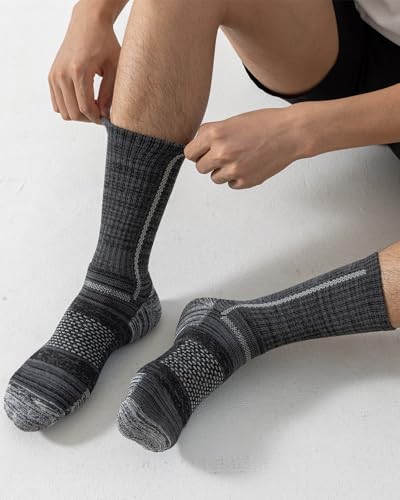 Niorasen Men'S Cotton Crew Work Socks, 5 Pairs Cushioned Boot Socks, Moisture Wicking Athletic Socks For Hiking Sports Running 8-10 thumb #5