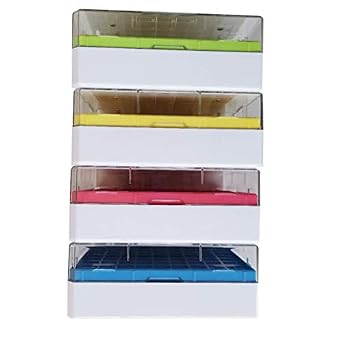 رف قارورة CryoBox من البولي كربونات، مصفوفة 9 x 9، 81 مكانًا أزرق/أخضر/أحمر/أصفر، عبوة من 4 قطع
