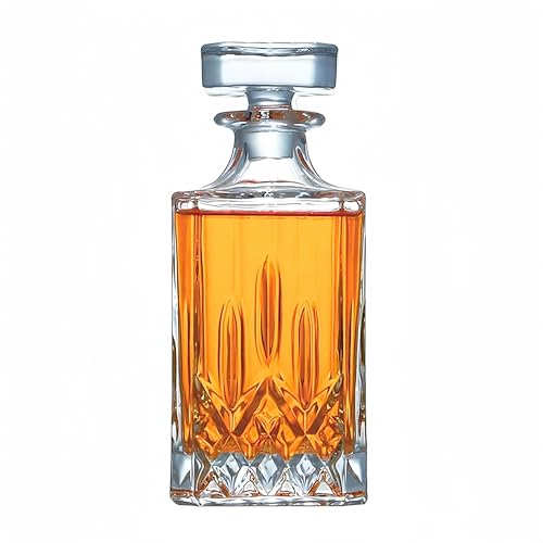 Image of Vilon Whiskey Decanter with Glass Stopper, Crystal Glass Liquor Decanter for Alcohol, Wine, Scotch, Brandy, Vodka or Bourbon decanters | 750 ML | Clear (JZ Decanter)