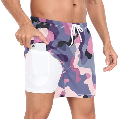 Mens Swimming Shorts Men's Lined Gym Shorts with Liner Lightweight S3