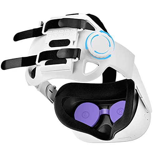 Oculus Quest 2 Head Strap VR Headset Accessories With Battery Holder, Adjustable Elite Strap Headband & Comfort Lens Cover For Oculus Rift Enhanced Oculus Quest 2 Reduce Head Pressure In VR Gaming