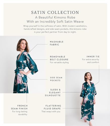 KIM+ONO Women's Satin Kimono Robe Short - Floral2