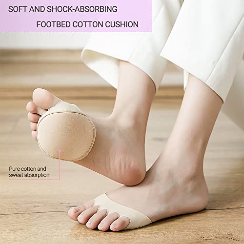 Image of Ball of Foot Cushions Honeycomb Fabric Metatarsal Pads Invisible Socks Pads for Women and Men Reusable Forefoot Pads, 5 Colors (5 Pairs-(Black-Beige-White-Purple-Gray))