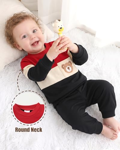 Image of NZRVAWS Toddler Baby Boy Clothes Infant Fall Winter Outfit Long Sleeve Pant Top Set 2Pcs Sweatshirt 0 Month-3 Years