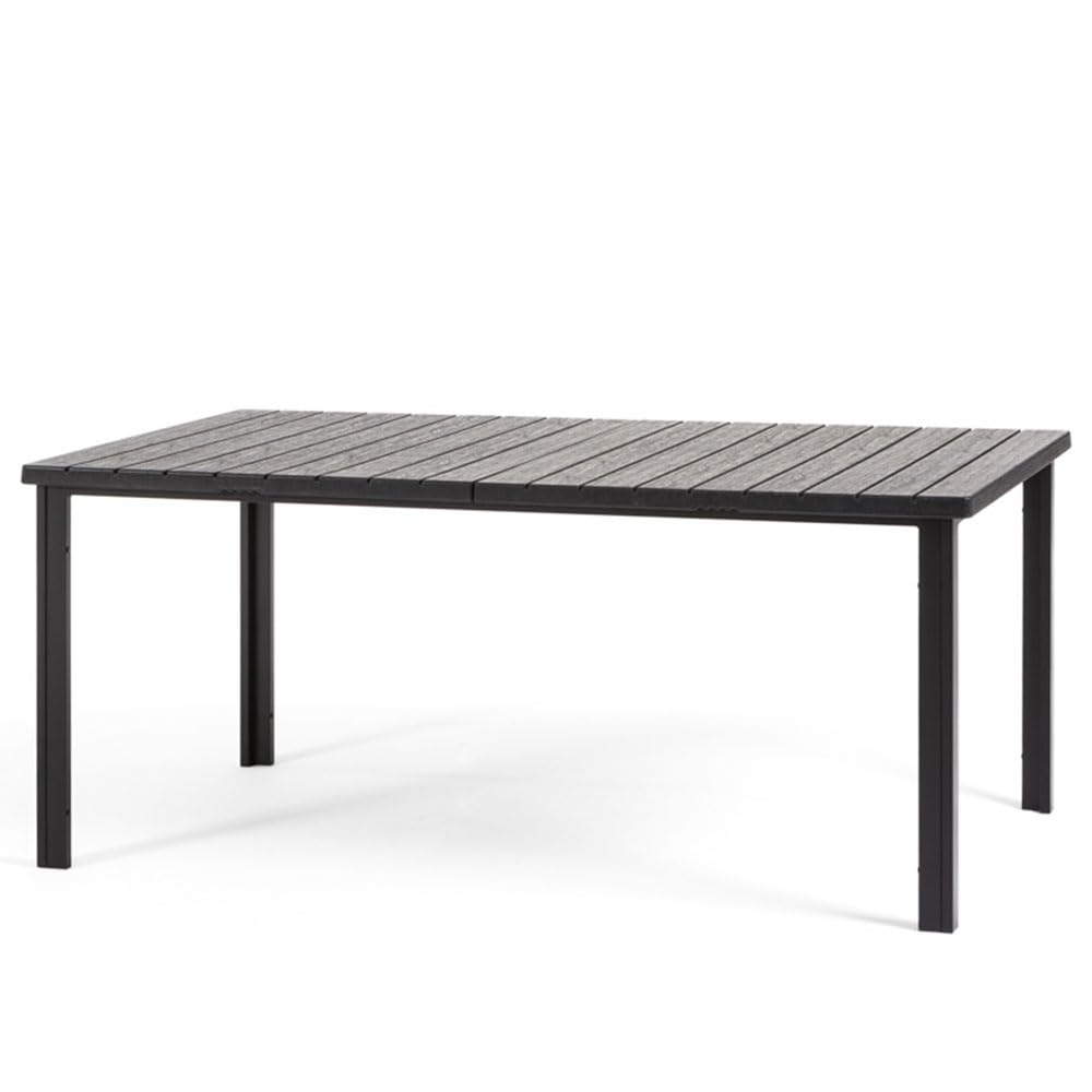 Table de Jardin rectangulaire 180x90 cm SIEDITI FUORI E DENTRO en acier peint noir