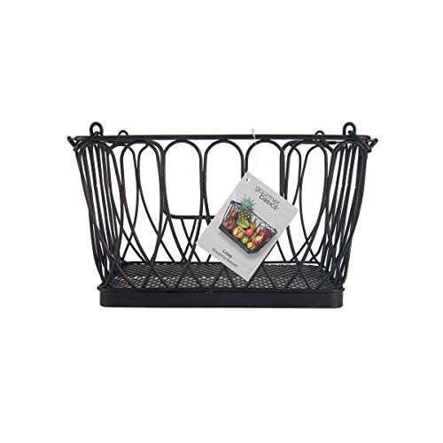 Gourmet Basics By Mikasa Loop And Lattice Stacking/Nesting Rectangular Metal Basket, Antique Black #TOP5