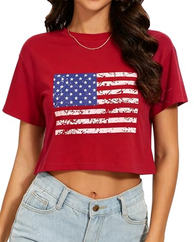 Image of Womens Summer Crop Tops Short Sleeve Round Neck T-Shirts Loose Fit Casual Blouse 2026