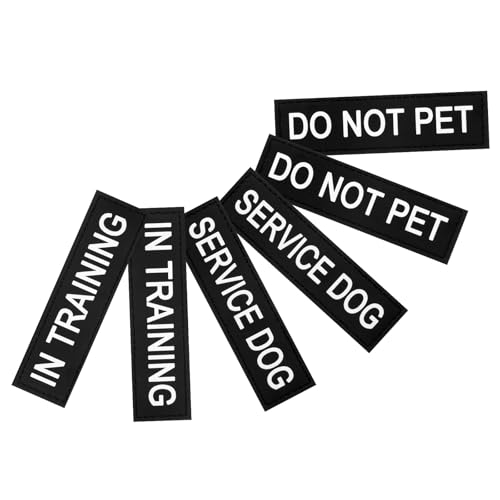 6pcs Service Dog Patch with Hook Backing Removable Vest Patches for Training Dogs Do Not Pet Patch Black Dog Harness Patches for Service Animal Vests Harnesses Collar