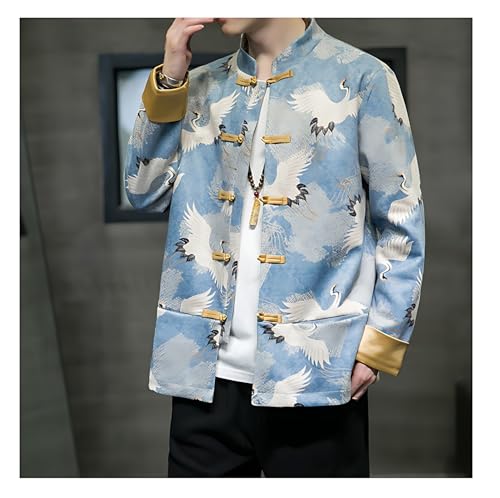 Men's Tang Suit Jacket Spring and Autumn Long Sleeve Chinese Traditional Vintage Print Tai Chi Kung Fu Coat.4