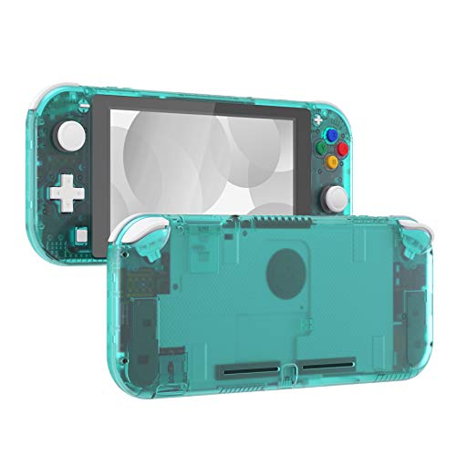 Cover Scocca Custodia Pulsanti Tasti ABXY DIY Ricambio per Nintendo Switch Lite con Protezione Schermo Pellicola Vetro TemperatoNON Include Console -Trasparente Verde Smeraldo