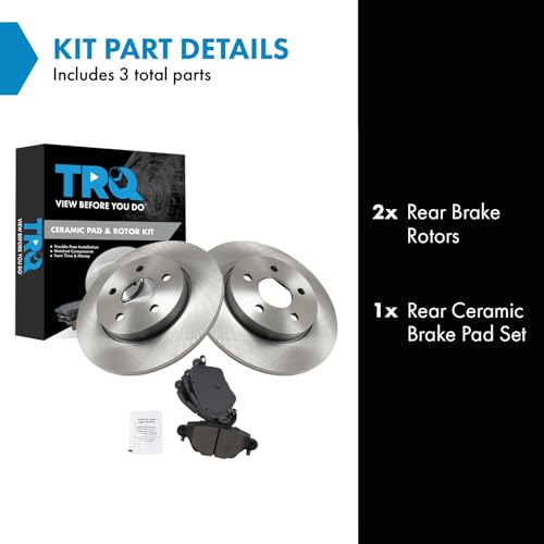 Image of TRQ Rear Brake Pad and Rotor Set Ceramic Solid Rotors Compatible with 2002-2004 Jaguar X-Type