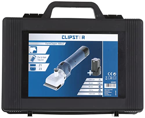 CLIPSTER Akkuschermaschine FarmClipper Akku2, Tierschermaschine, inkl. 2 Akkus, blau, 28,5x8x8cm, Rinderschur, Veterinäre, Akkulaufzeit 120min