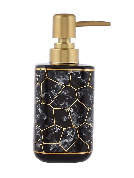 LAGET®Ceramic Premium Liquid Handwash Soap Dispenser Pump for Bathroom/Kitchen - 250ml (1 Pcs Black Ceramic Square)