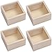 Belle Vous Caja Almacenaje Madera Cuadradas sin Acabado para Manualidades (Pack de 4) 9,5 x 9,5 x 5 cm - Caja Madera Natural para el Hogar/Decorar Evento, Coleccionables, Suculentas, Bricolaje