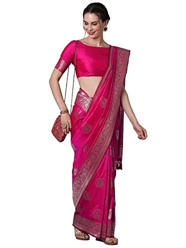 Image of AKHILAM Women's Silk Blend Woven Design Saree With Unstitched Blouse Piece(3PAKHI51 Parent)