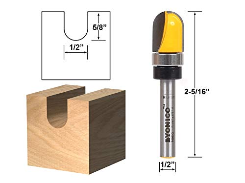 Yonico 14960q - Core Box Template Router Bit, Radius: 1/4", Diameter: 1/2", Cutting Height: 5/8" - 1/4" Shank - Image 3