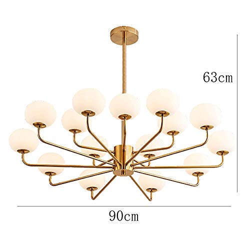 Lámpara de techo Sputnik de 15 luces dorada con esferas de vidrio mate 3