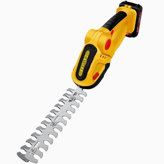 Cortasetos inalámbrico, tijeras de césped 2 en 1 y cortasetos compatible con baterías Makita de 18 V, cortador eléctrico portátil para setos, arbustos y césped (negro azul)