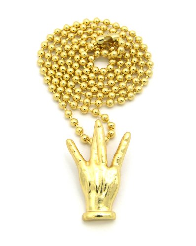 Crescendo SJ INC New Westside Hand Sign Pendant &3mm27 Ball Chain Hip Hop Necklace MMP38G