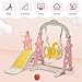 3-in-1 Kids Slide for Toddlers Slide and Swing Set,Indoor Playground for Children,Freestanding Outdoor Slides with Basketball Hoop,Outside Climber Playhouses,Baby Climbing Toys