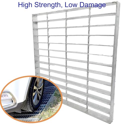 Image of Galvanized Steel Drain Grate, Driveway Channel Cover 16x16 in
