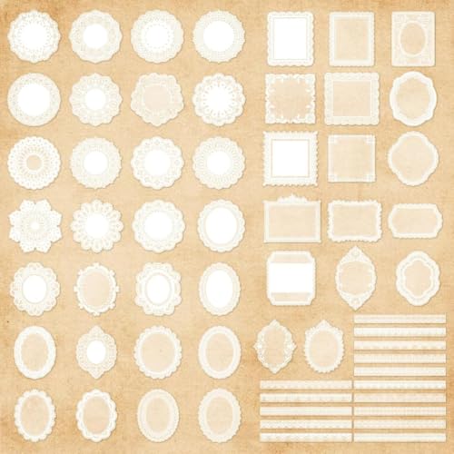 Image of HASTHIP 120 PCS Lace Stickers for Journal - 60 Styles Scrapbook Paper Stickers Kits Vintage Decorative Papers Journal Sticker Supplies for Art Junk Journaling Crafts Scrapbook