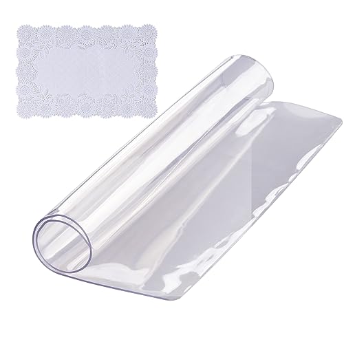 Image of VEVOR Clear Table Cover Protector, 12" x12"/305 x 305 mm, 1.5 mm Thick PVC Plastic Tablecloth, Waterproof Desktop Protector for Writing Desk, Coffee Table, Dining Room