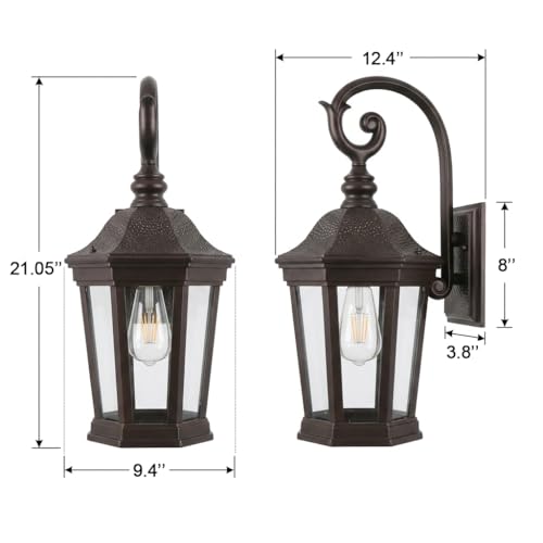 Image of Brown Exterior Wall Sconces, 21'' Large Outdoor Porch Light Fixtures