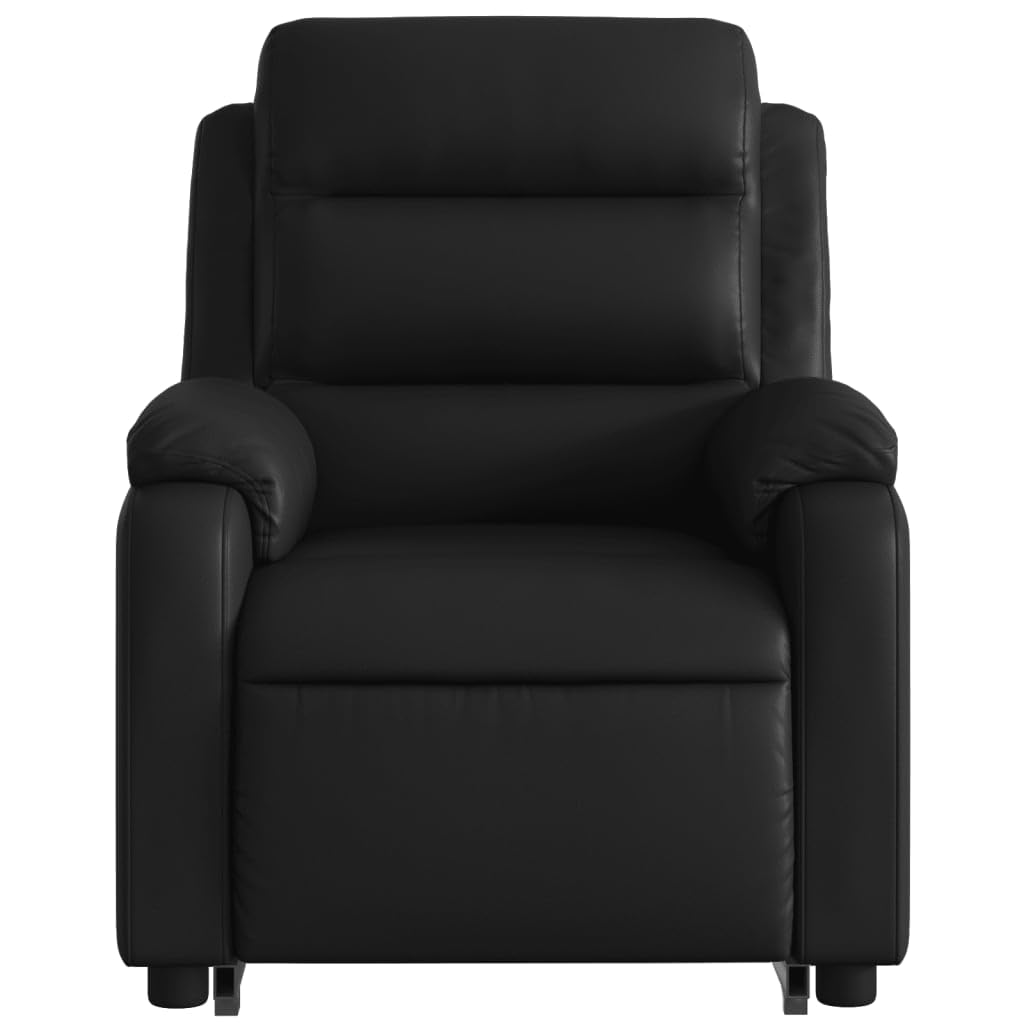 vidaXL Sillón de Masaje Elevable Eléctrico, Silla con Respaldo, Sillón Orejero Ajustable, Asiento para Personas Mayores, Cuero Sintético Negro