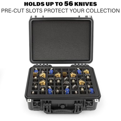 Image of CASEMATIX 56 Folding Knife Case | Waterproof, Fits 56 Folding Knives, Holds Knives Up To 5.5 inch Folded, Lockable Storage, Pocket Knife Holder & Organizer