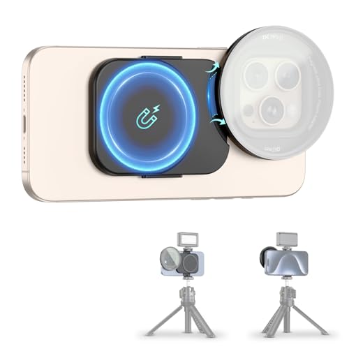 67mm Phone Lens Filter Adapter Mount for iPhone 16 15 14 Pro Pro Max Plus, Double-Sided Magnetic Phone Lens Filter Ring with 1/4-20' Screw & Cold Shoe Mount Pull-Out to fit 16 15 Pro Max (No Filters