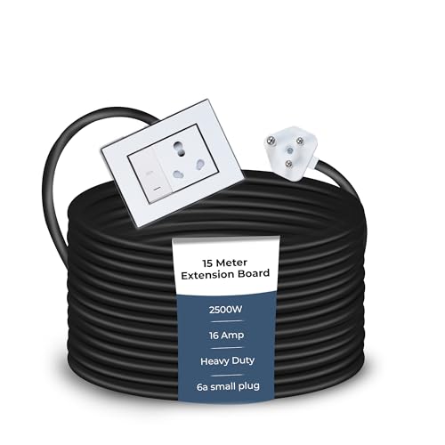 Image of Extension Board Heavy Duty Multi Socket 15A /16A /20A (2500 Watts 6A Small Plug and 20A Switch, 15 Meter)