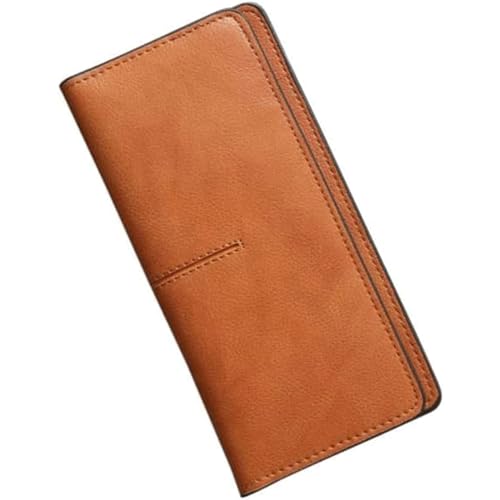 Leather Wallet Large Capacity Long Slim Purse Clutch Fashion Coin Pouch Vintage Thin Design for Girls Ladies Wallets, Bn, 9.5x19cm