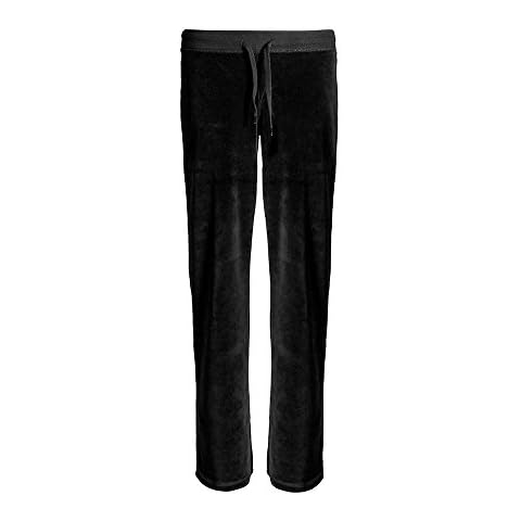 Love Lola Womens Velour Tracksuit Bottoms Joggers Pants Loungewear trackisback (Large UK 14, Black) Cover