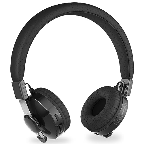LilGadgets Untangled Pro On-Ear Kids Headphones - Black, Ages 4+, Volume-Limited - Bluetooth & Wired Earphones with SharePort, SoftTouch Padding, 3.5mm Cord, Built-in Mic, 12H Battery