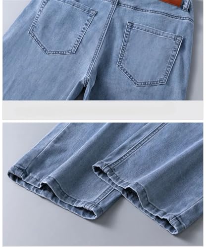 Hndudnff Men Thin Jeans Zipper with Pockets Straight Pants Comfortable Business Denim Trousers4