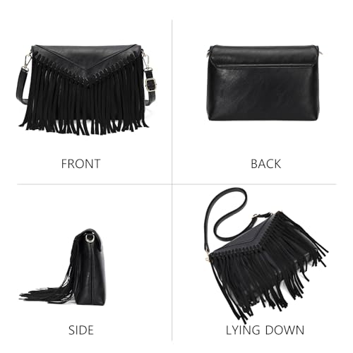 KouLi Buir Tassel Crossbody Purse for Women PU Leather Western Hobo Fringe Handbag Shoulder Bag4