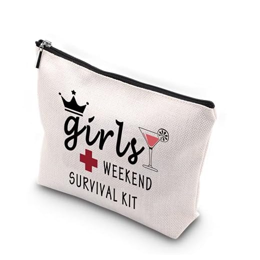 WCGXKO Weekend Survival Kit Zipper Pouch Makeup Bag Weekend Gift for Best Friend (Girls Weekend Survival)