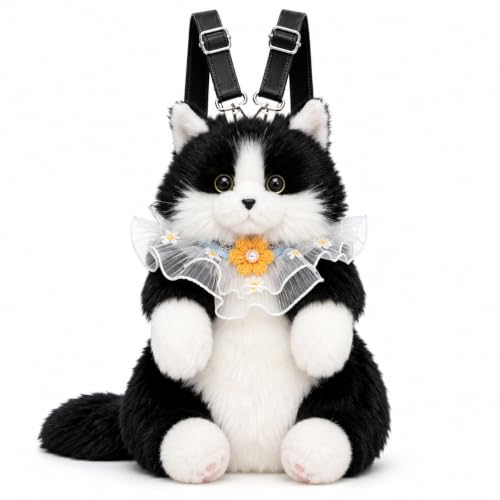 Image of Cute Tiger Plush Sling Bag for Kids | Soft Toy Shoulder Bag with Adjustable Strap | Lightweight Animal Backpack for Boys & Girls | Travel & Gift Bag - Black & White