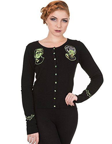 Banned  Cárdigan para Mujer  Frankenstein 's Monster y Novia Negro hasta 4 x l Negro L