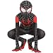 Linlin Miles Morales Déguisement Spiderman noir combinaison avec masque et imprimé 3D pour homme et enfant Noir 185-195 cm Taille XL