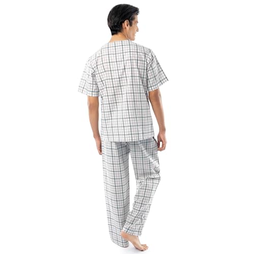 Image of Fruit of the Loom Men's Broadcloth Short Sleeve Top and Long Pants Pajama Set