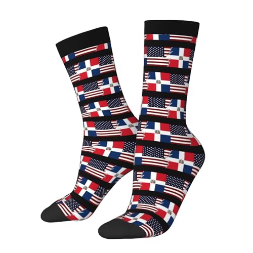 Torn Style American And The Dominican Republic Flags Socks For Men Women Gift Sport Crew Socks Funny Wicking Socks