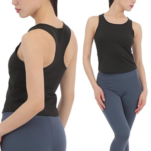 DREI 【美スタイル×快適感覚】 カップ付き タンクトップ インナー 丈短め 快適ストレッチ さらさら ブラトップ ヨガ 運動
