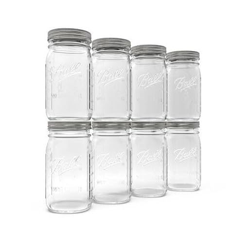 Ball Wide Mouth Glass Mason Jars with Lids and Bands, 32oz (Pack of 8)