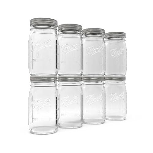 Ball Wide Mouth Glass Mason Jars with Lids and Bands, Used for Canning, Pickling, Juice, Jam, Jelly, Quart Size 32 Ounce (Pack of 8) - Quart - 32 Ounce (Pack of 8)